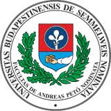 Logo of the Semmelweis University: Universitas Budapestinensis de Semmelweis Nominata.
